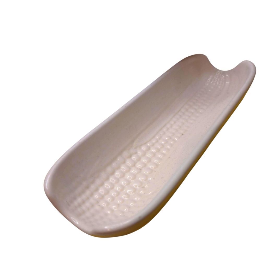 Vintage Pfaltzgraff Corn on the Cobb Elegant White Ceramic Tray Farmhouse Chic